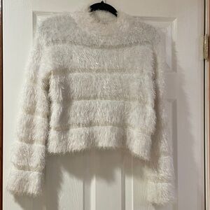 Freshman White Fuzzy Sweater